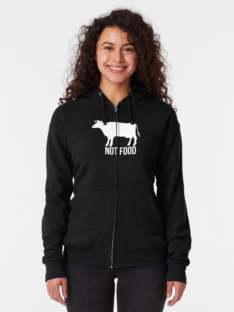 Alternate view of Not Food Cow - Vegetarian, Vegan Zipped Hoodie