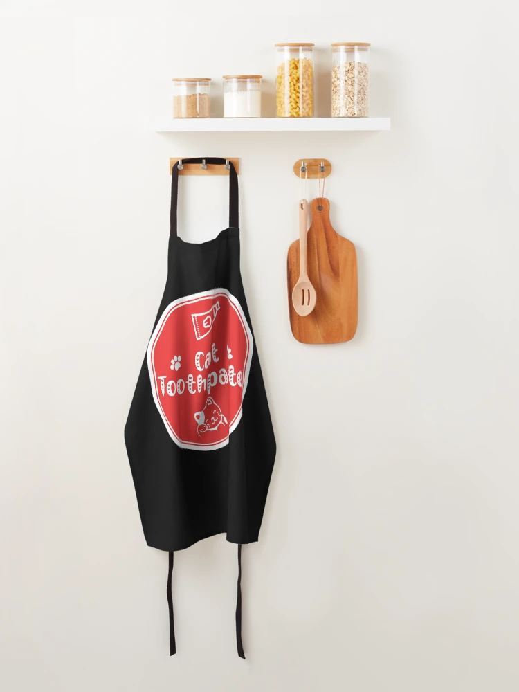 Thumbnail 4 of 6, Apron, Cat Toothpaste - Red Food Container Label designed and sold by LabelStore.