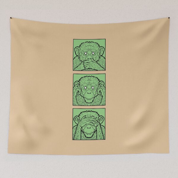 Item preview, Three wise monkeys, hear no evil, see no evil, speak no evil, green apes designed and sold by weilertsen.