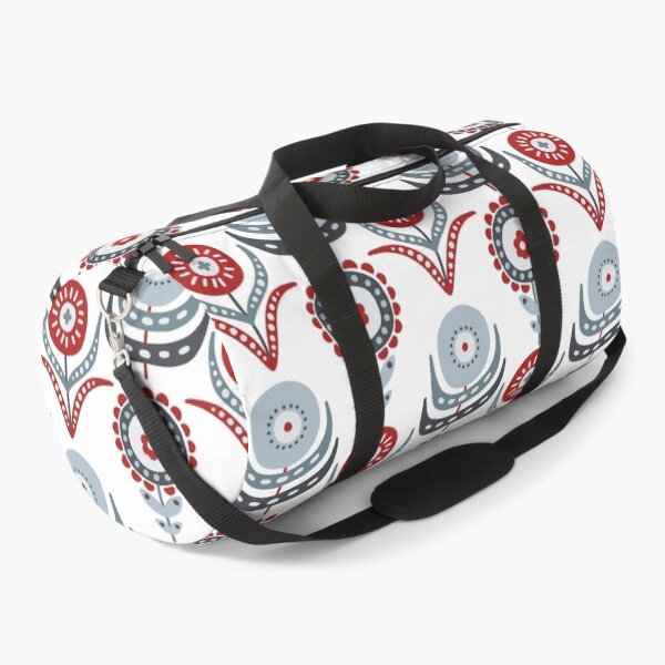 Item preview, Scandinavian traditional vintage floral pattern blue red designed and sold by PG Illustration.