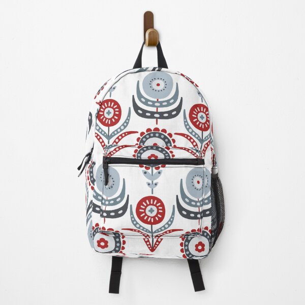 Item preview, Scandinavian traditional vintage floral pattern blue red designed and sold by PG Illustration.