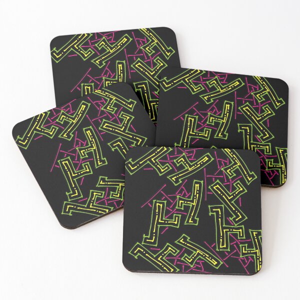 Item preview, Nineties Aesthetic Pattern on Black Funky Shapes designed and sold by that5280lady.