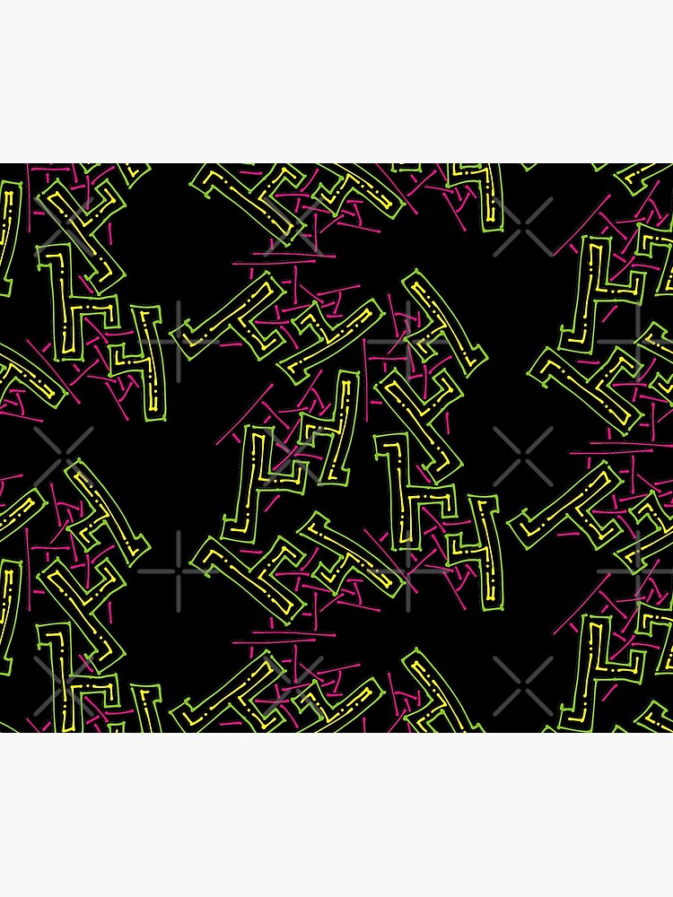 Nineties Aesthetic Pattern on Black Funky Shapes by that5280lady