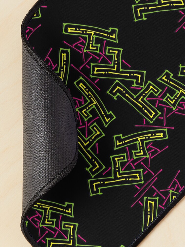 Alternate view of Nineties Aesthetic Pattern on Black Funky Shapes Mouse Pad