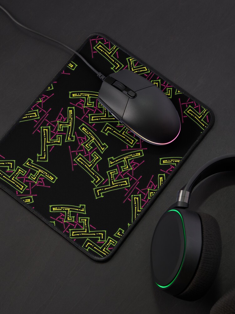 Alternate view of Nineties Aesthetic Pattern on Black Funky Shapes Mouse Pad