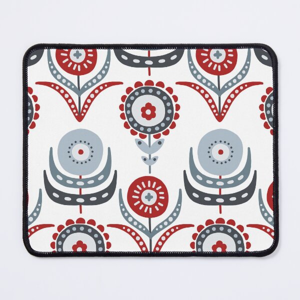 Item preview, Scandinavian traditional vintage floral pattern blue red designed and sold by PG Illustration.