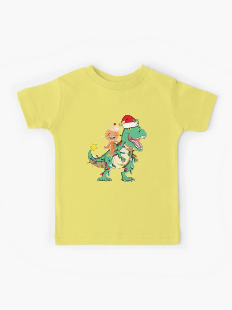 Gingerbread Man Riding Dinosaur Christmas Dino Fan Kids T-Shirt for Sale  by Dressed For Duty