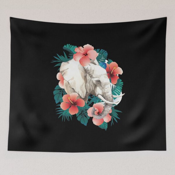 Item preview, Elephant in floral boho design designed and sold by JoysGallery.
