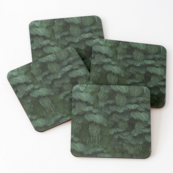 Item preview, 3d exotic green leaves of monstera and fern background designed and sold by AlinaGil.