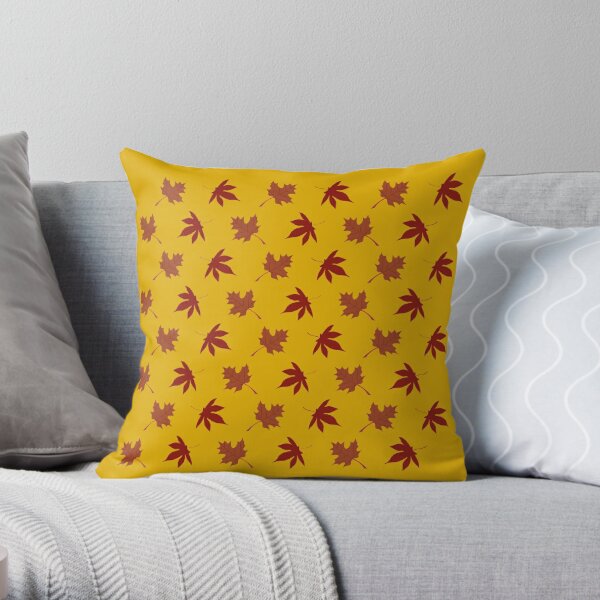 Fall Leaves on Mustard  Throw Pillow