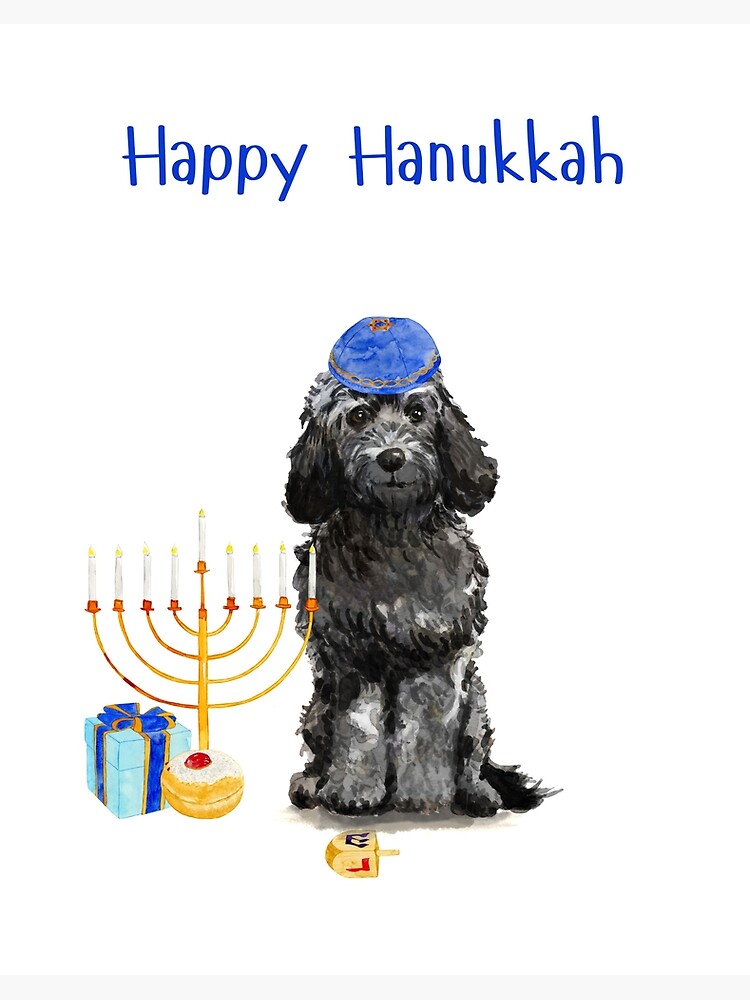 Happy Hanukkah with Cavoodle Dog Art Board Print