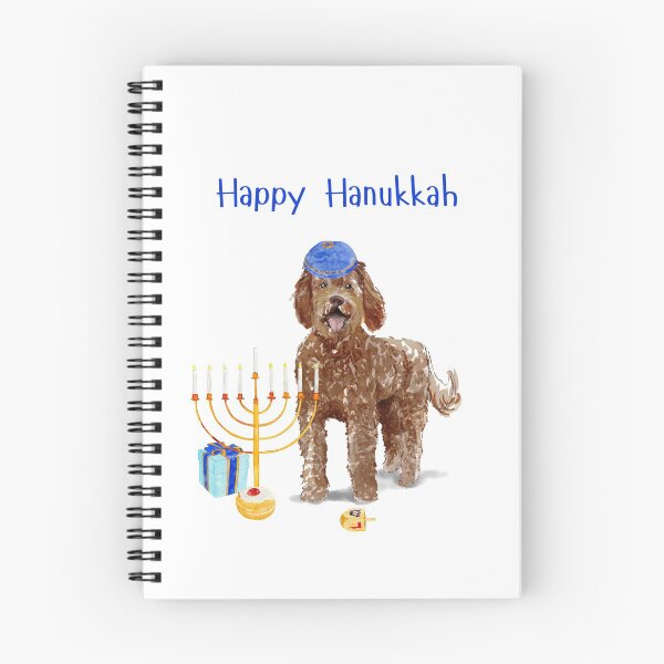Item preview, Happy Hanukkah with Brown Labradoodle Dog designed and sold by thekosherhub.