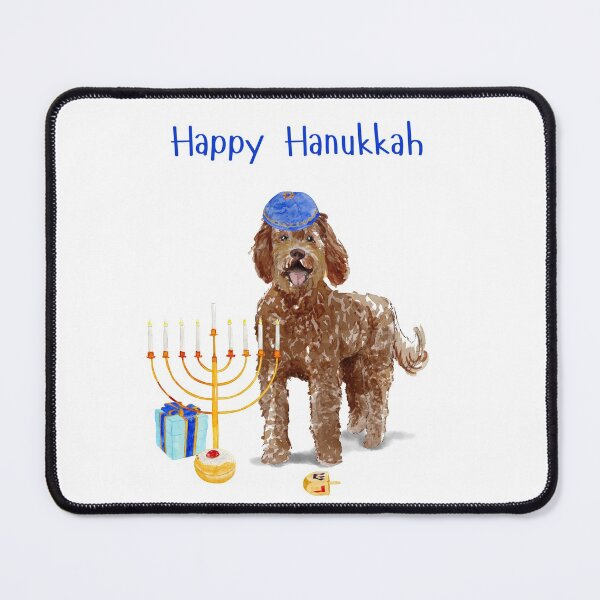 Item preview, Happy Hanukkah with Brown Labradoodle Dog designed and sold by thekosherhub.