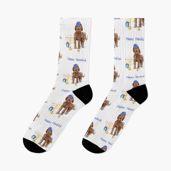 Item preview, Happy Hanukkah with Brown Labradoodle Dog designed and sold by thekosherhub.