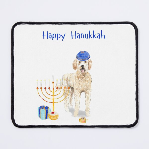 Item preview, Happy Hanukkah with Golden Labradoodle Dog designed and sold by thekosherhub.