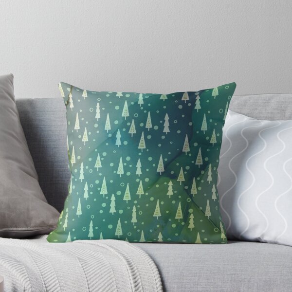 Item preview, Modern Green Ink Wash Christmas Tree All-Over Holiday Pattern designed and sold by sableandshadow.