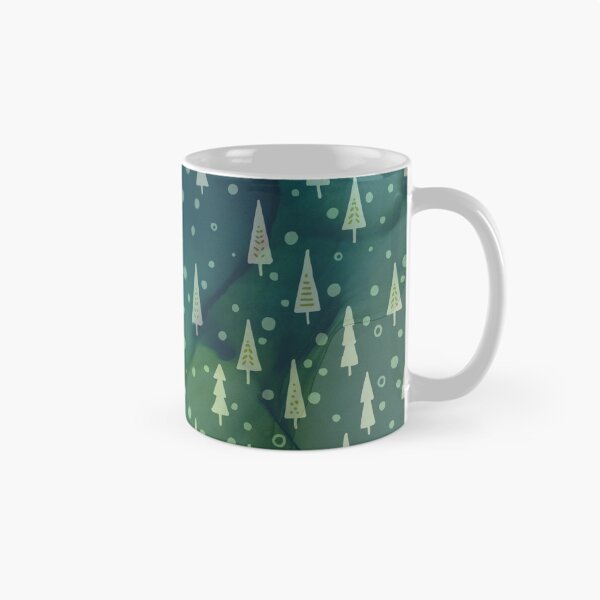 Item preview, Modern Green Ink Wash Christmas Tree All-Over Holiday Pattern designed and sold by sableandshadow.