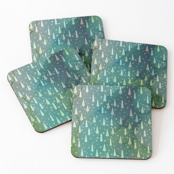 Item preview, Modern Green Ink Wash Christmas Tree All-Over Holiday Pattern designed and sold by sableandshadow.