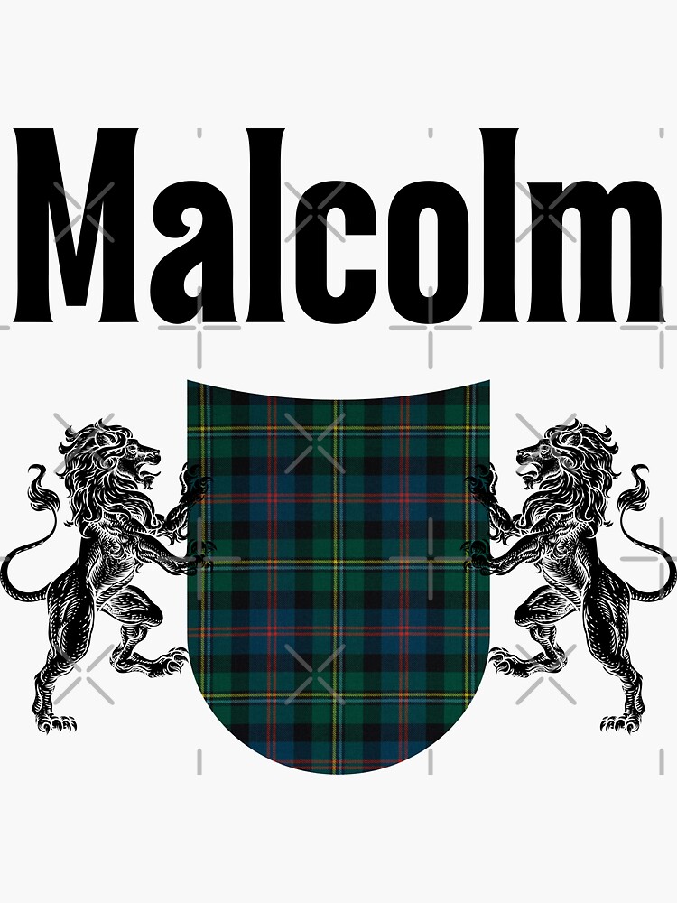 "Malcolm Clan Scottish Name Coat Of Arms Tartan" Sticker for Sale by