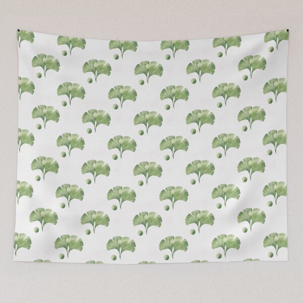 Item preview, Green ginkgo leaves pattern. Botanical illustration. designed and sold by helga-wigandt.