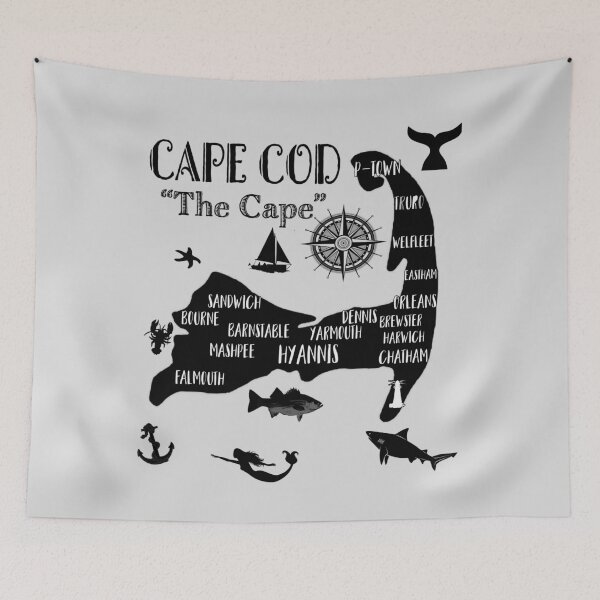 Item preview, Cape Cod Map Shark Souvenir Lighthouse designed and sold by funnytshirtemp.