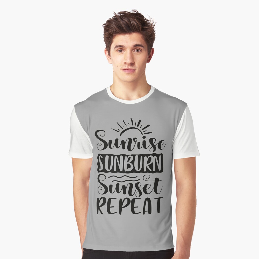 Sunrise Sunburn Sunset Repeat Shirt Summer Vacation Groovy Graphic