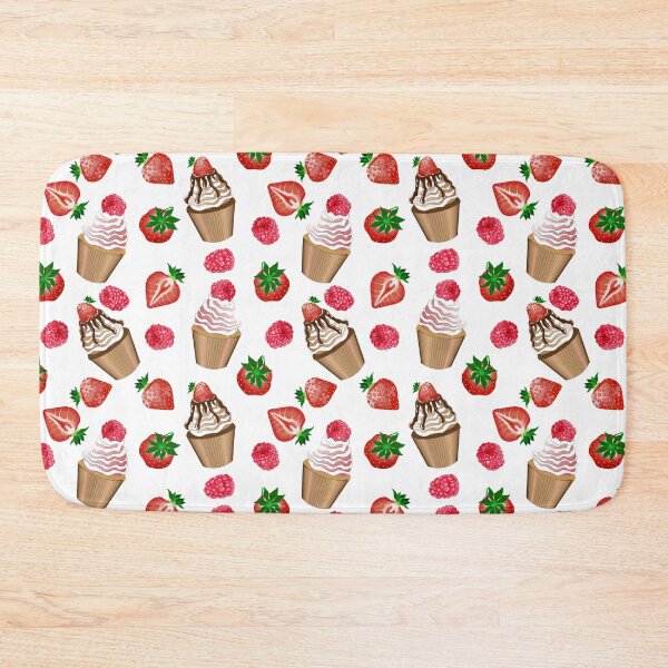 Item preview, Very berry, cupcakes with raspberries and strawberry, white background. designed and sold by Natalya Alexandrou.