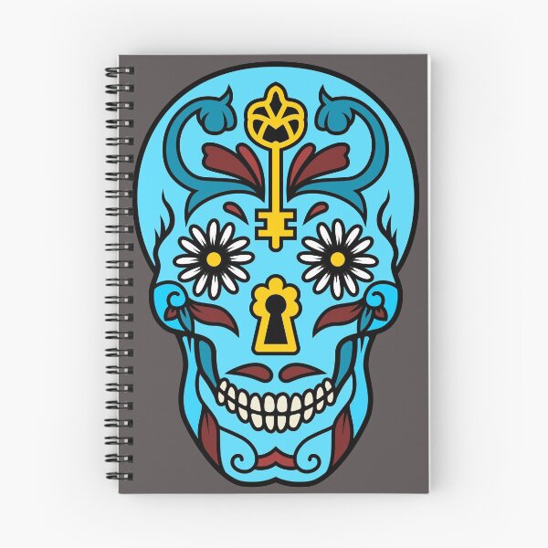 Item preview, Sugar Skull Day of the Dead Blue Skull with Key designed and sold by purplevamp.