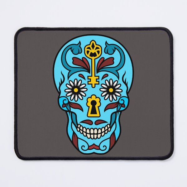 Item preview, Sugar Skull Day of the Dead Blue Skull with Key designed and sold by purplevamp.