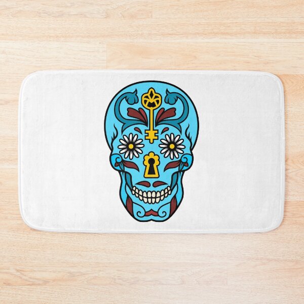 Item preview, Sugar Skull Day of the Dead Blue Skull with Key designed and sold by purplevamp.