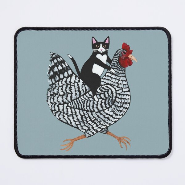 Aperçu de l'œuvre Tour de poulet au chat tuxedo créée et vendue par KilkennyCat Art.