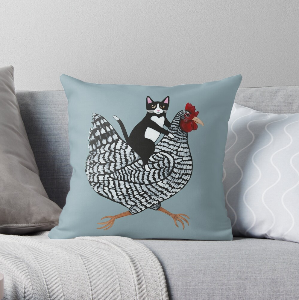 Ameowican Gothic Calico And Tuxedo Cat Throw Pillow Cushion Cover