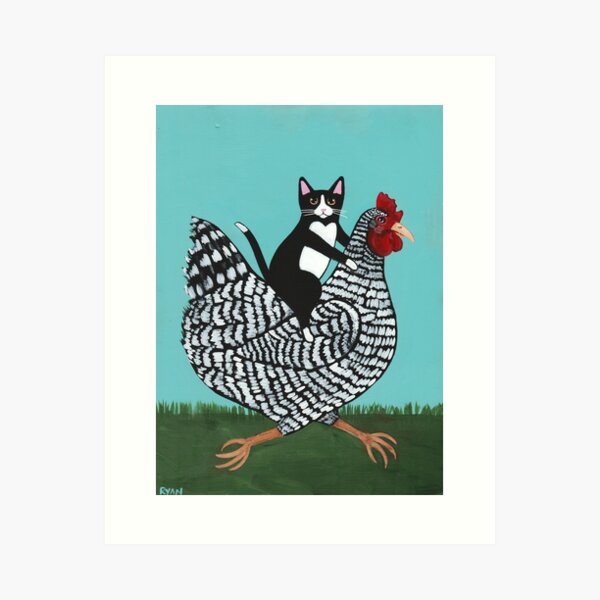 Item preview, Tuxedo Cat Chicken Ride designed and sold by KilkennyCat Art.