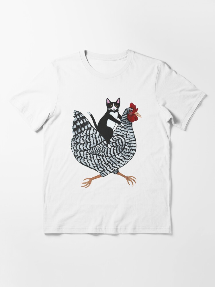 Thumbnail 3 of 7, Essential T-Shirt, Tuxedo Cat Chicken Ride designed and sold by kilkennycat.