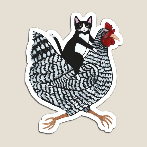 Aperçu de l'œuvre Tour de poulet au chat tuxedo créée et vendue par KilkennyCat Art.