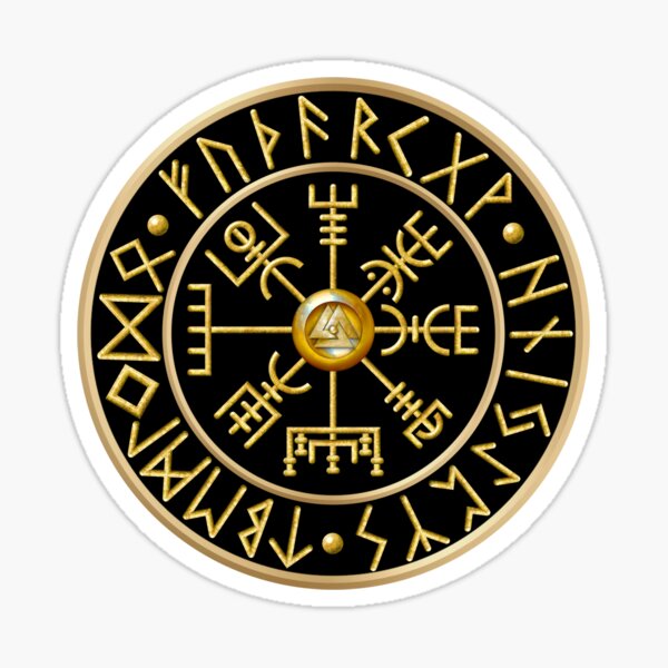 Norse Vegvisir Runes - Black Sticker