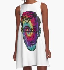 Hals Tie-Dye A-Linien Kleid