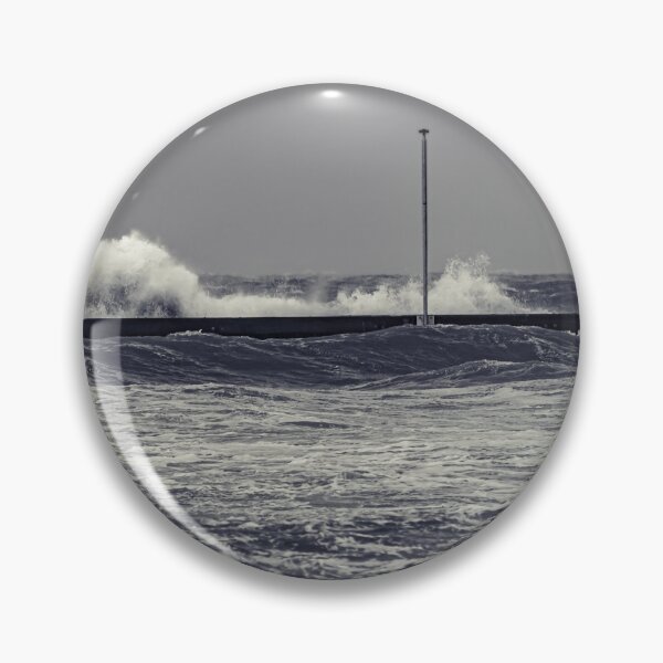 Item preview, Moody waves crashing over end of Frankston pier designed and sold by James-Cole.