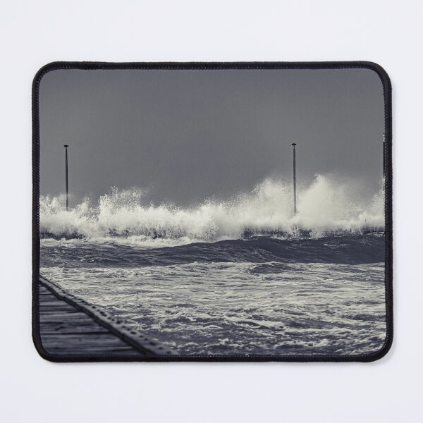 Item preview, Moody waves swallowing end of Frankston pier designed and sold by James-Cole.