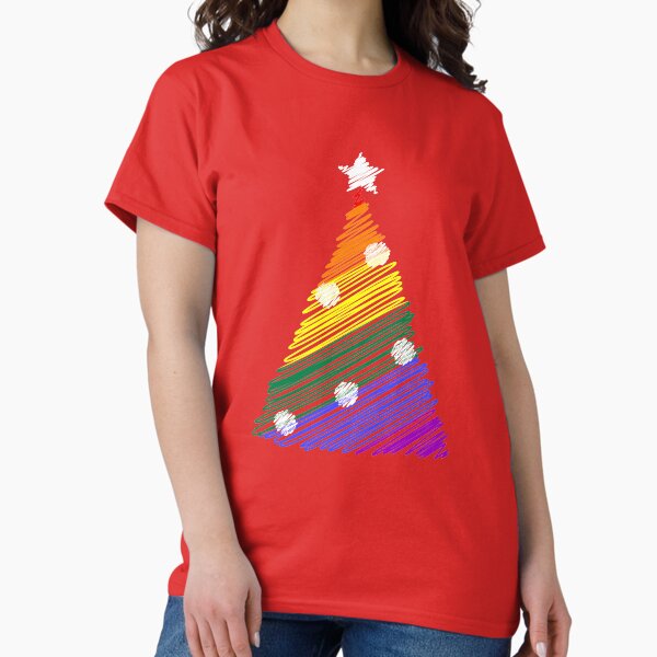 Scribbled LGBT rainbow Christmas tree Classic T-Shirt