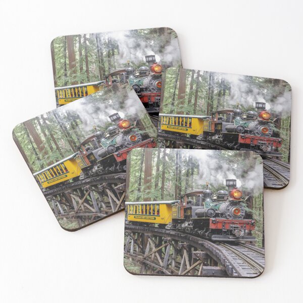 Item preview, Steam train passing through redwood forests. designed and sold by yhelfman.