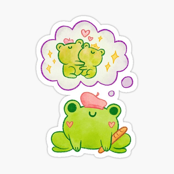 French Frog Dreaming of Love Sticker