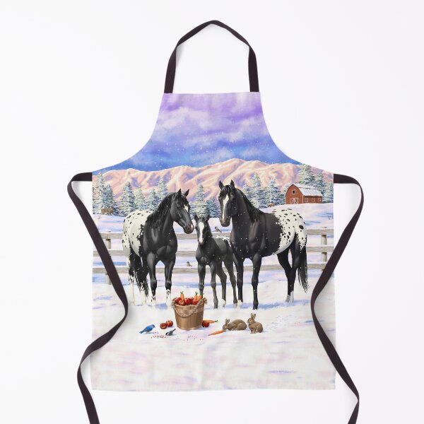 Item preview, Black Appaloosa Horses In Snow designed and sold by csforest.