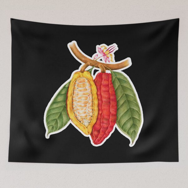 Item preview, Hand illustrated cacao tropical plant designed and sold by GoldfishEast.