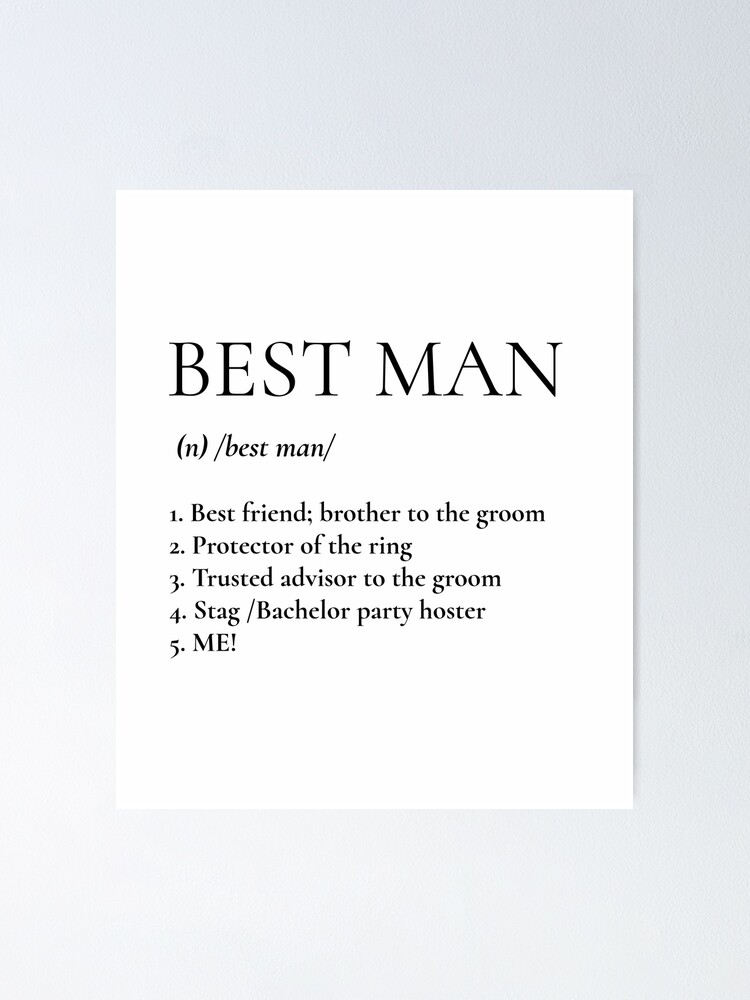 "Best Man Meaning (black)" Poster for Sale by Allyoudois Redbubble