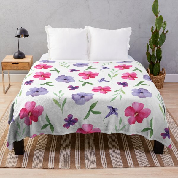 Item preview, Abstract Pastel Pink Blue Purple Watercolor Mixed Flowers and Leaves. Beautiful Floral Pattern designed and sold by silviaol.