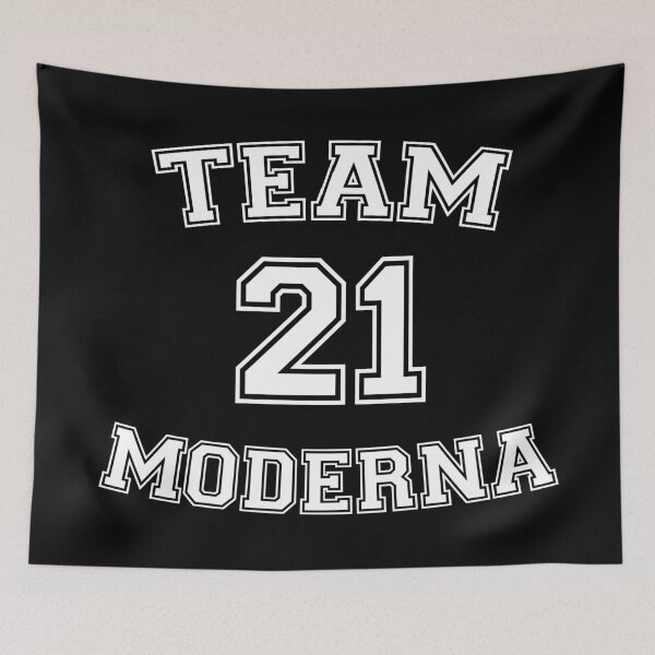 Item preview, Vaccine pride: Team Moderna (white college varsity jersey typeface) designed and sold by Ofeefee.
