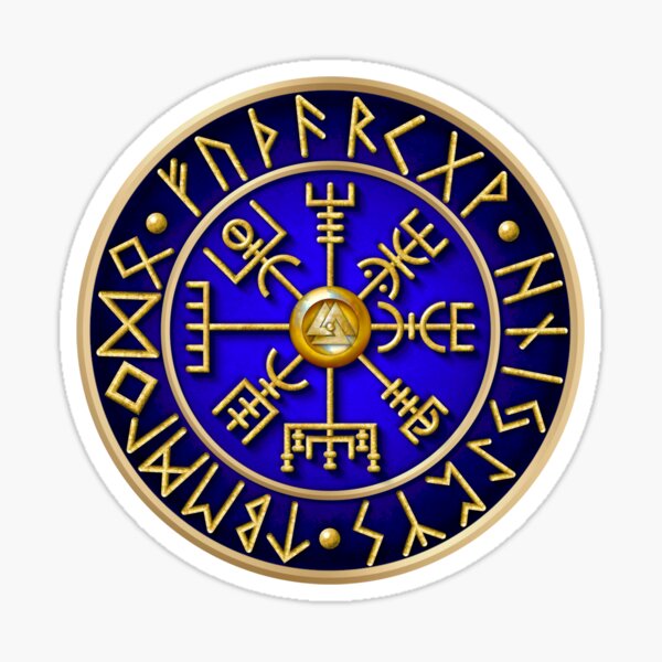 Norse Vegvisir Runes - Blue Sticker