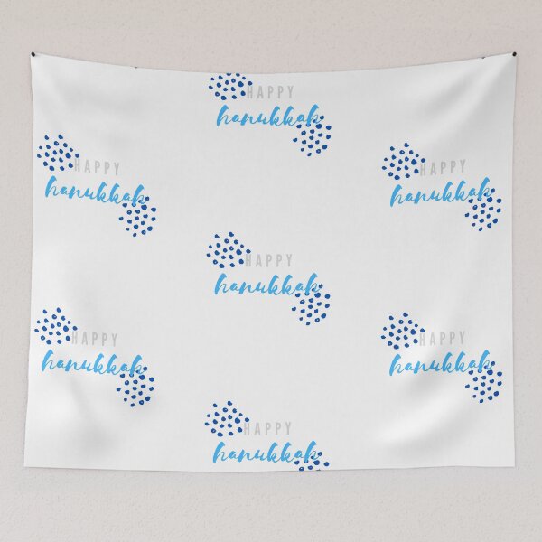Item preview, Happy Hanukkah | Blue Dots and Silver  designed and sold by WordsToArt.