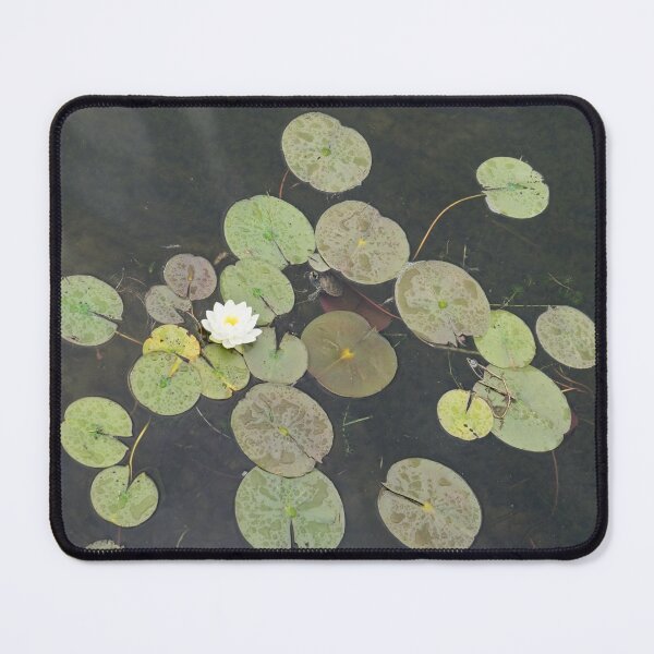 Item preview, Lily Pad Cute Visitor - A Little Turtle Emerging Among The Waterlilies  designed and sold by Georgia Mizuleva.